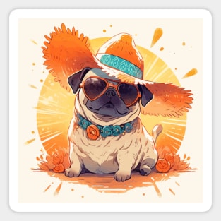 A fancy pug ready for the summer Magnet